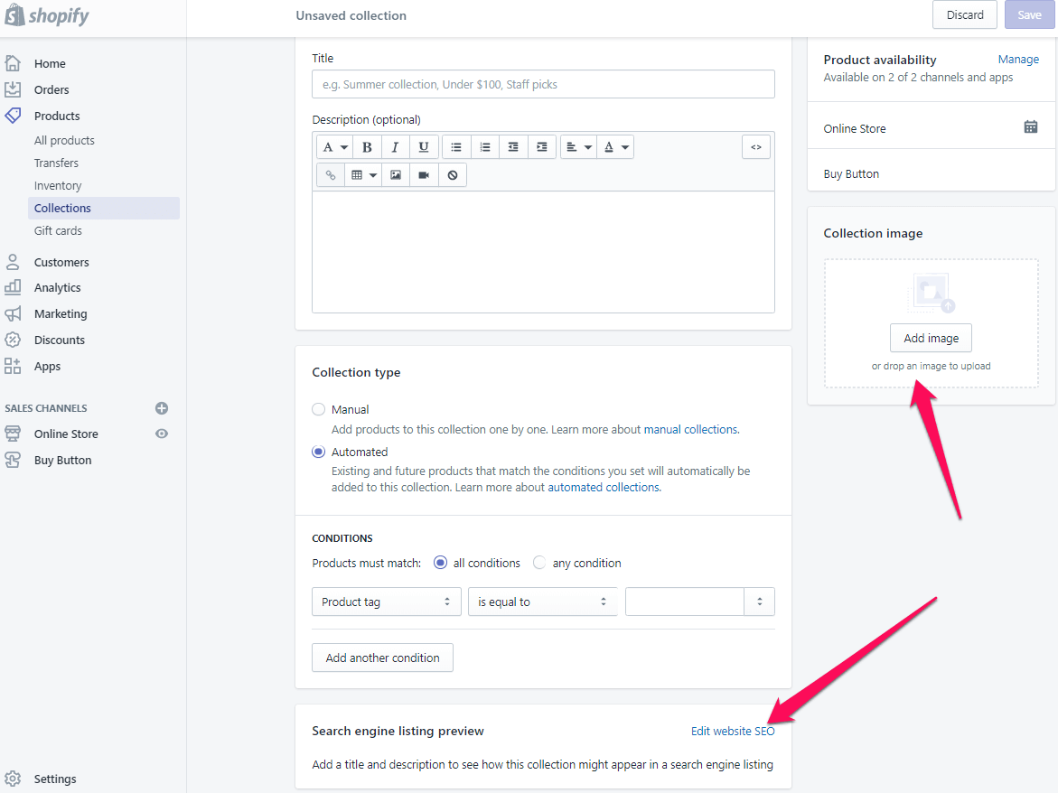 Ajouter une page de collection pour shopify étape 6