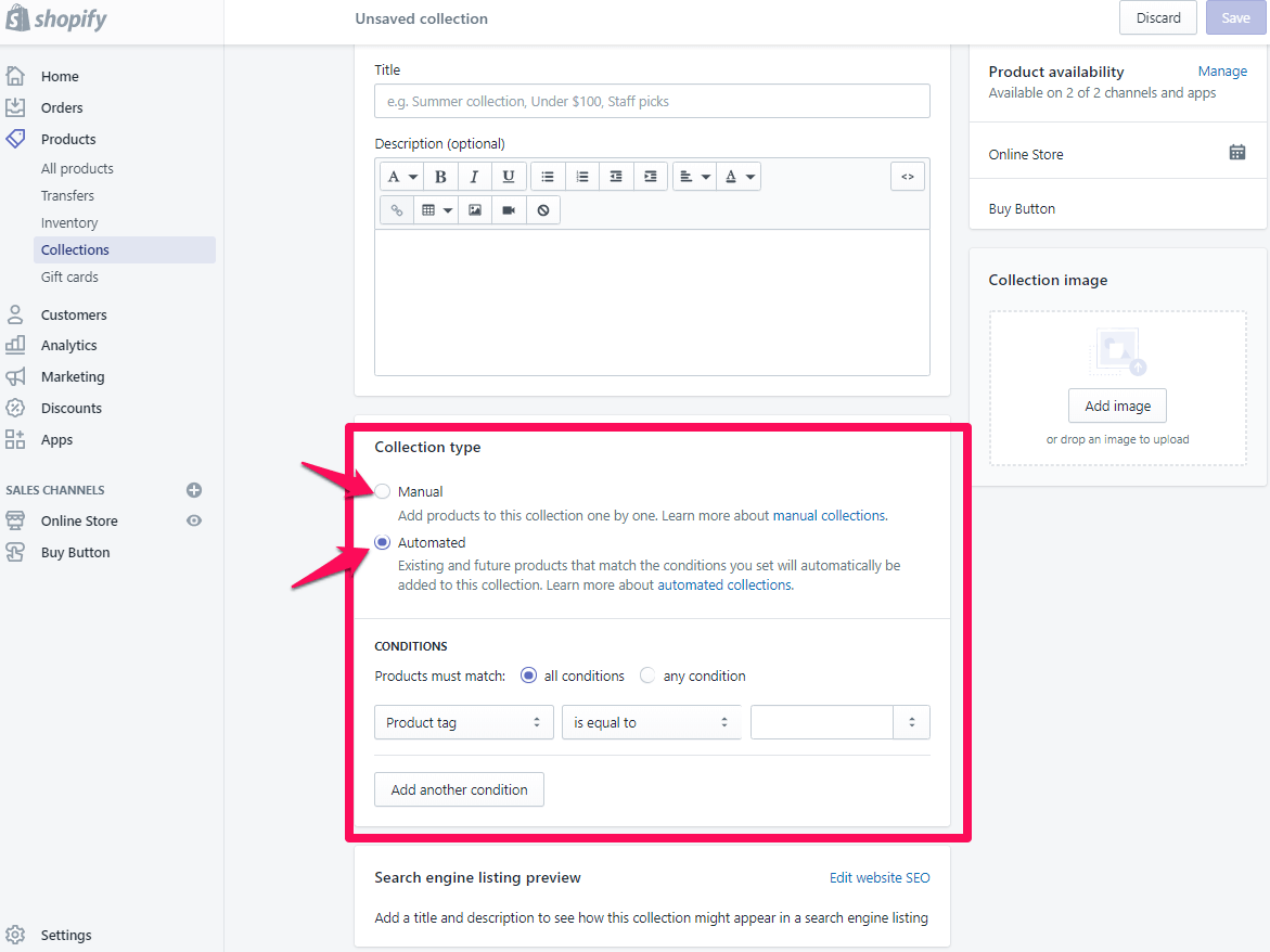 Ajouter une page de collection pour shopify étape 5