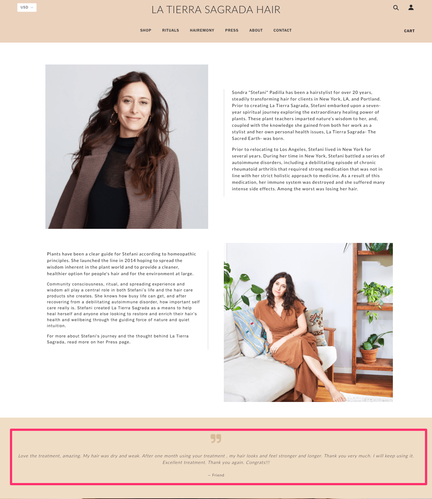 la tierra sagrada hair about us page