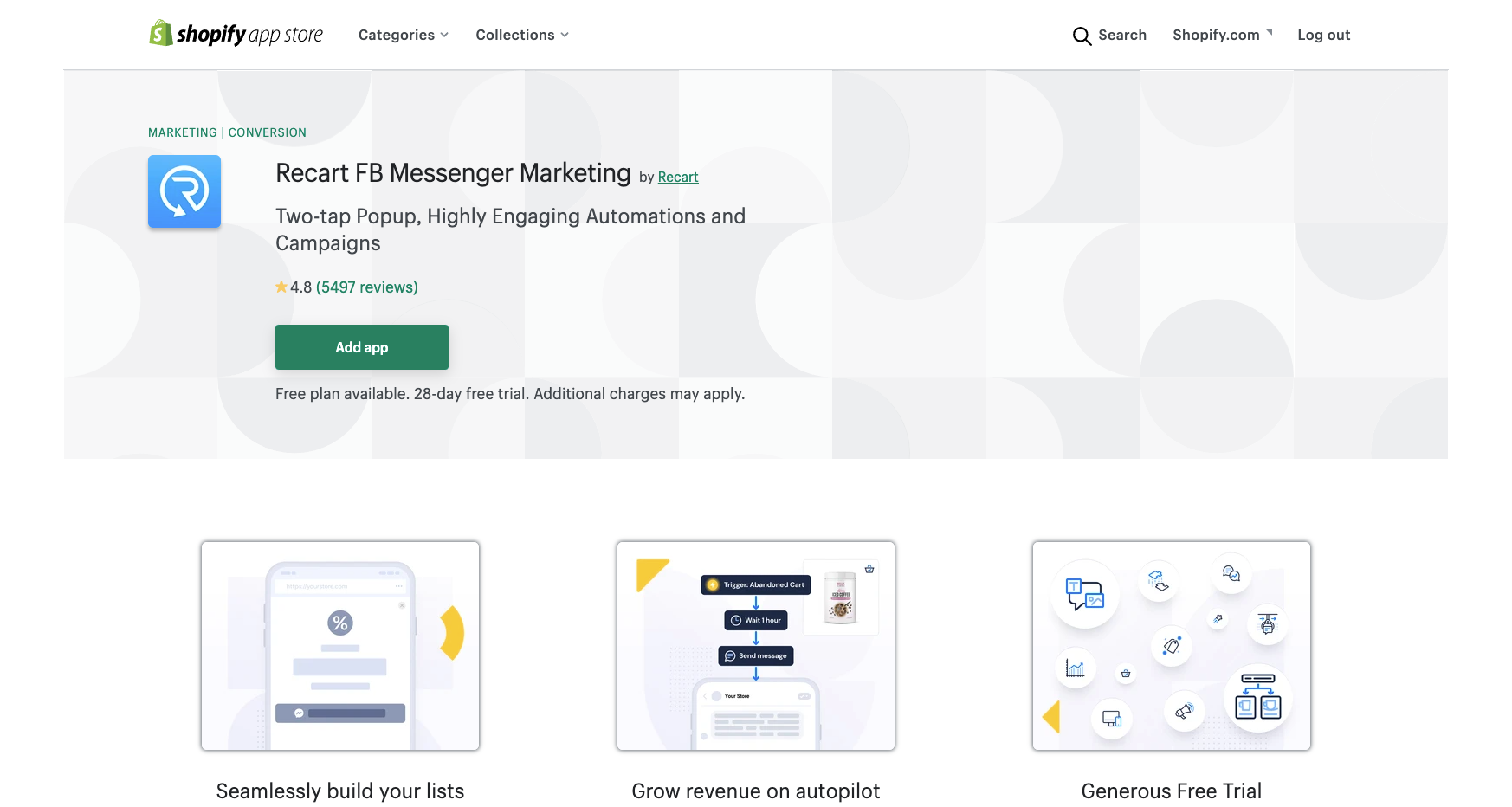 recart fb messenger marketing best shopify apps