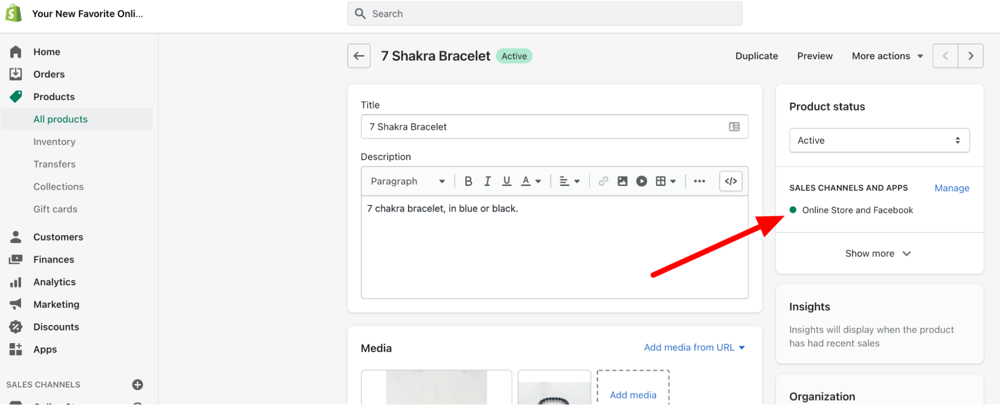 product page shopify dashboard sales channel visibility
