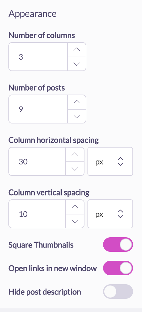 shogun page builder instagram element appearance controls