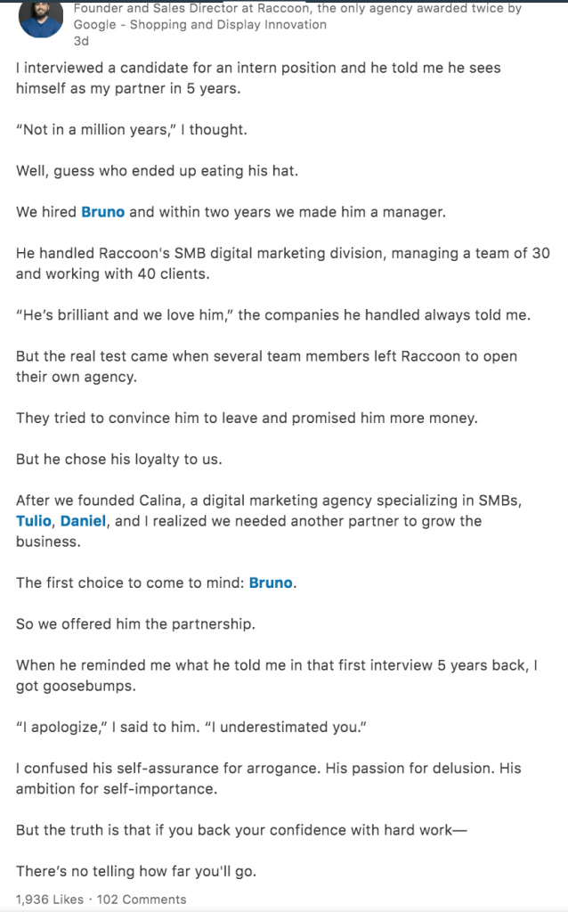 linkedin post