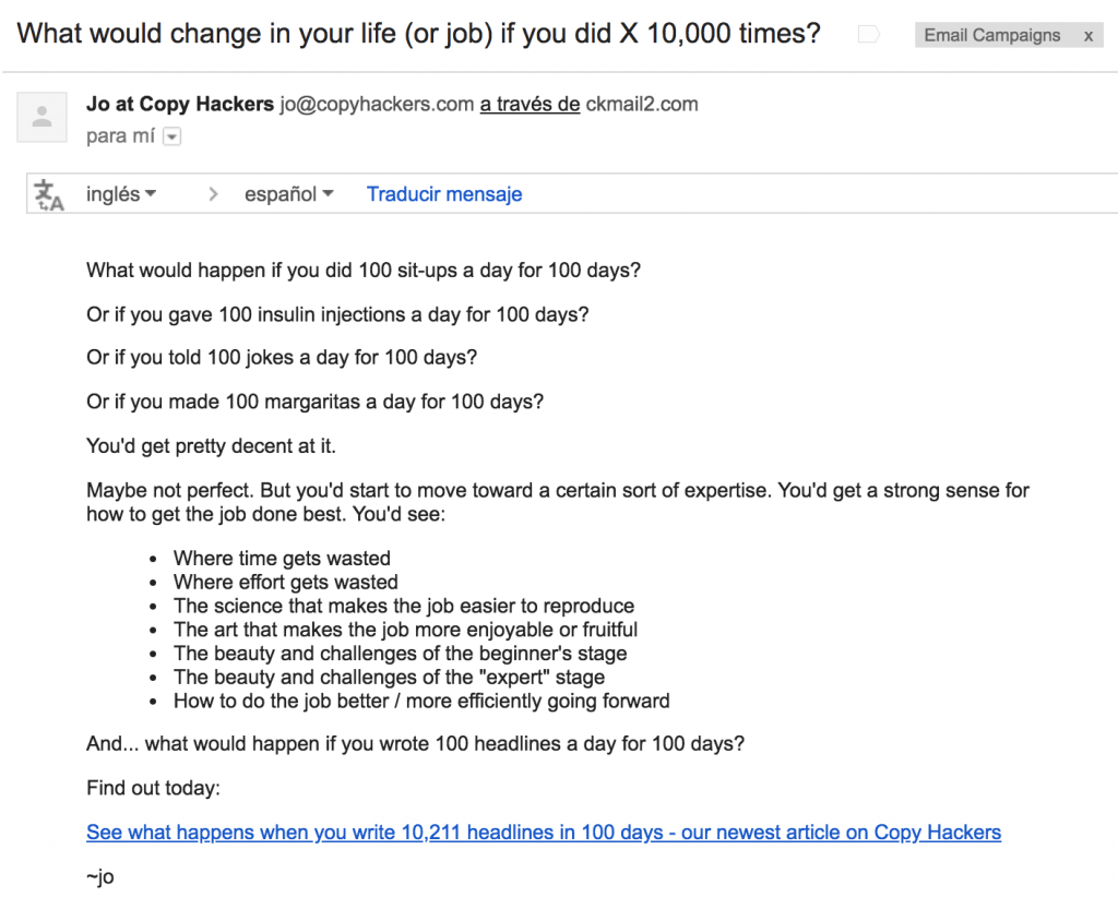 copyhackers email promotion