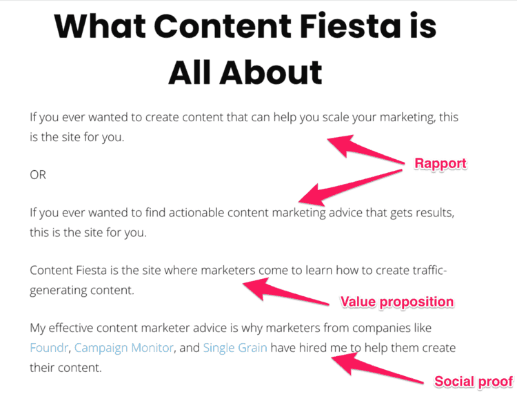 content fiesta about page