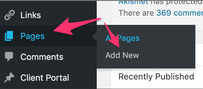 wordpress add page