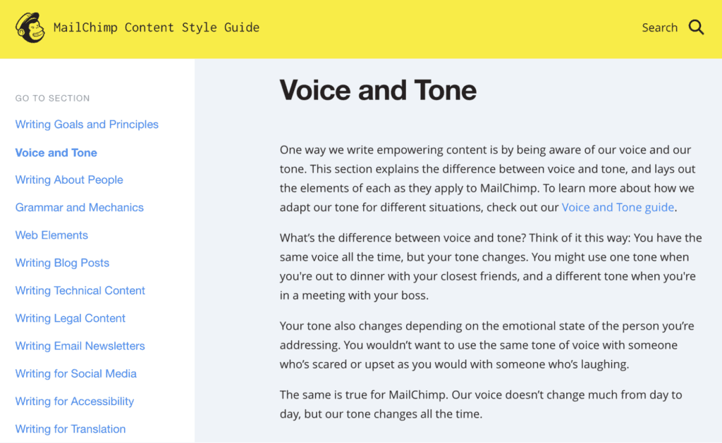 content marketing tip styleguide mailchimp