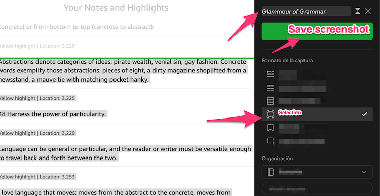 evernote selection