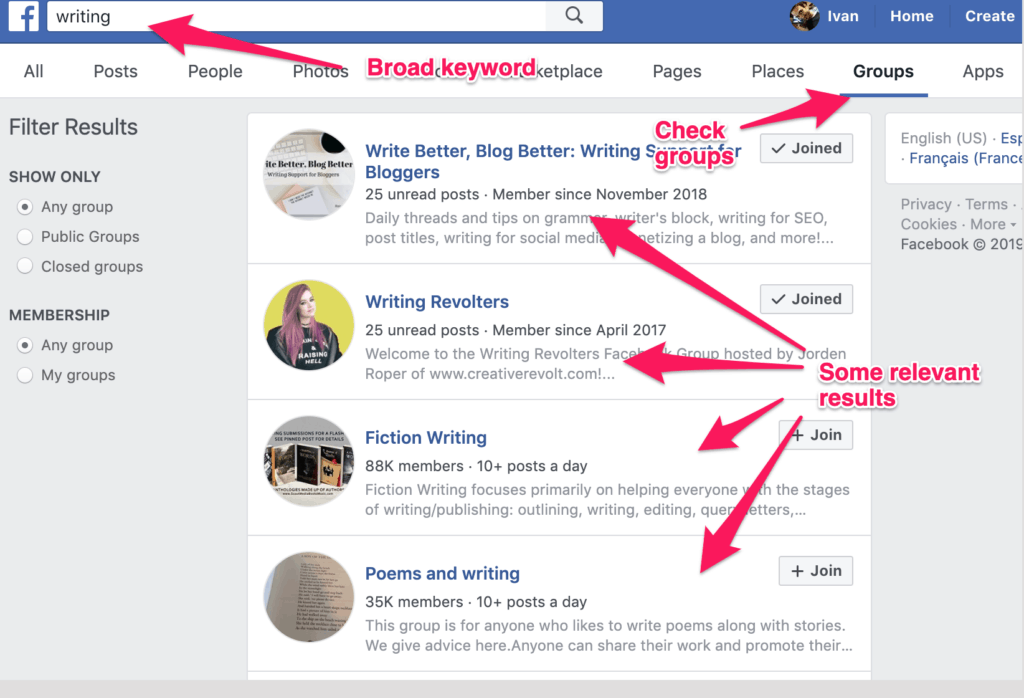 facebook group