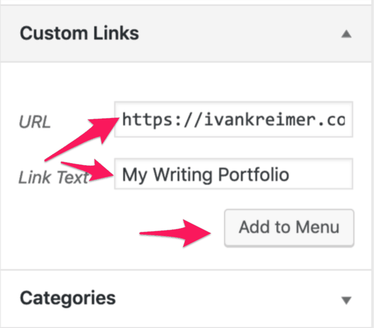 CUSTOM LINK MENU