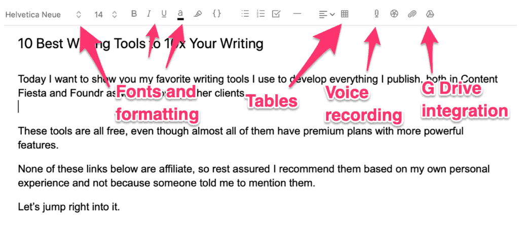 evernote writing app