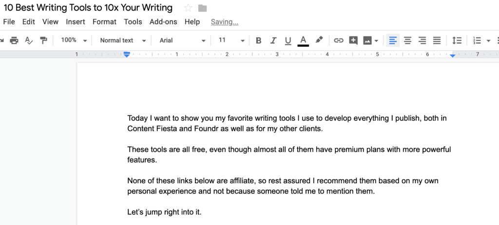 GOOGLE DOCS WRITING TOOL