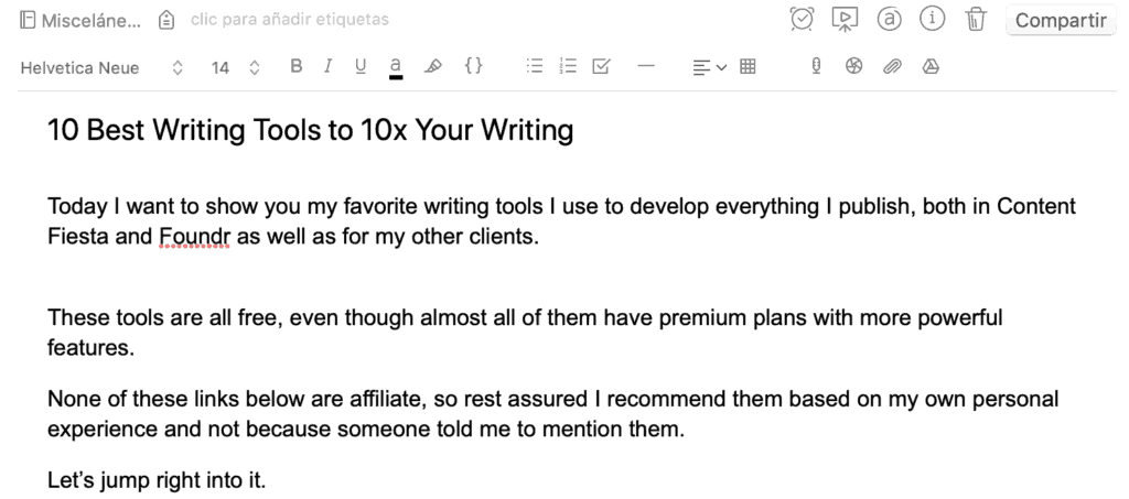 evernote writing