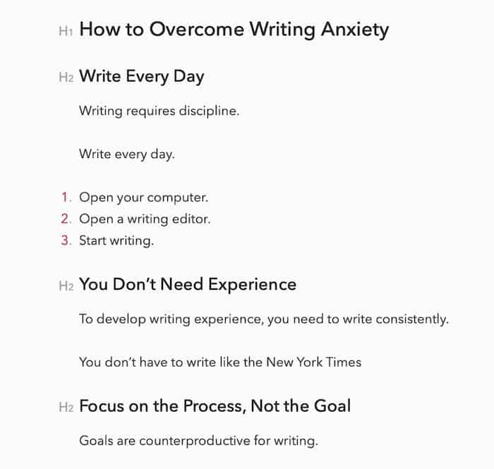 writing anxiety
