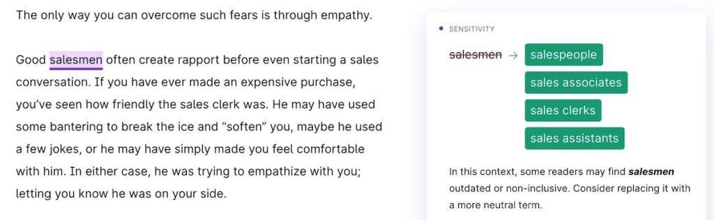 GRAMMARLY SENSITIVITY