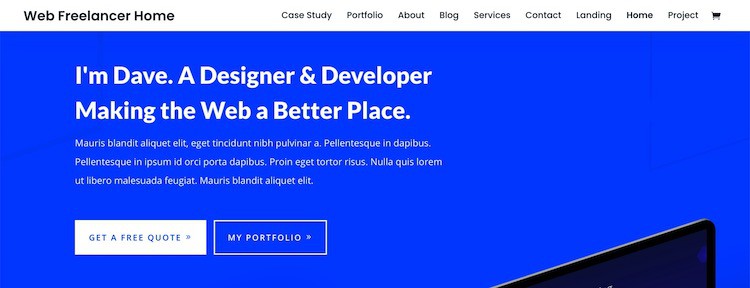 divi web freelancer layout