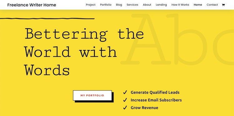 divi freelance writer layout