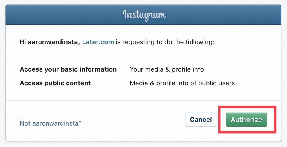 Authroize Instagram request