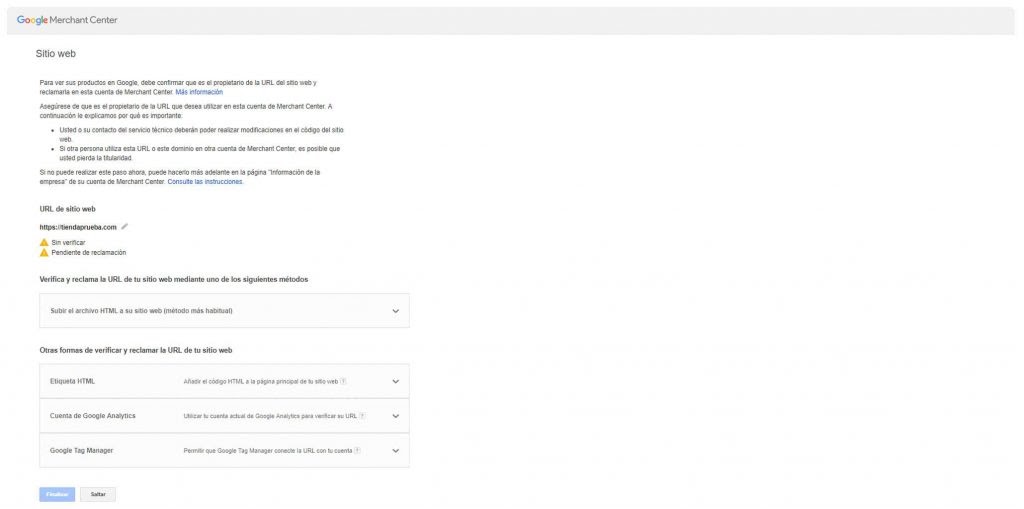 Google Merchant Center Checklist crear cuenta