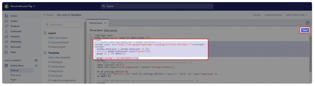 Instalar seguimiento en Merchant center