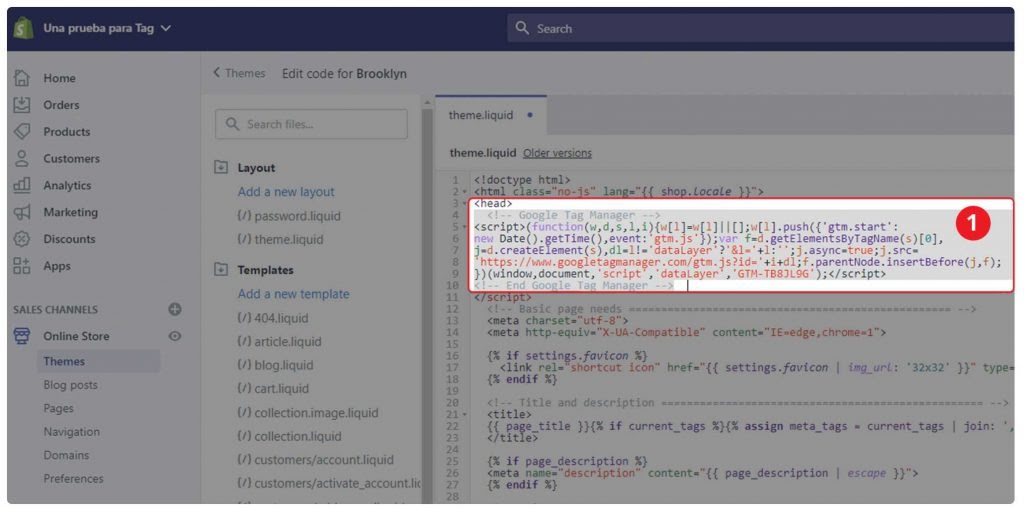 codigo de tag manager