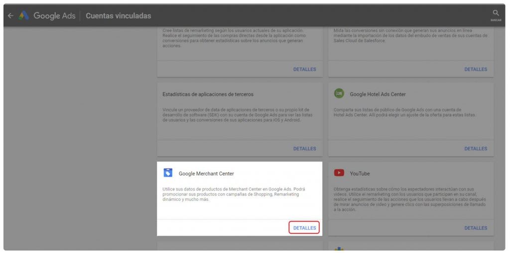 cuentas vinculadas en google merchant