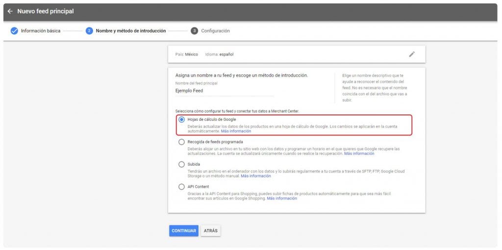 Exporta Hojas de cálculo a Google Merchant