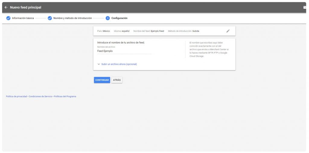 Mi primer Merchant Center