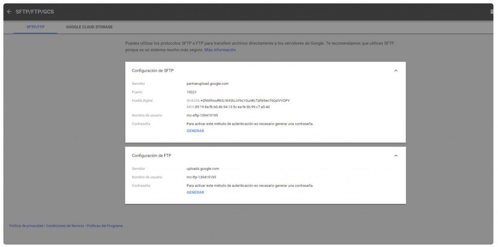 Listas de productos en tienda google
