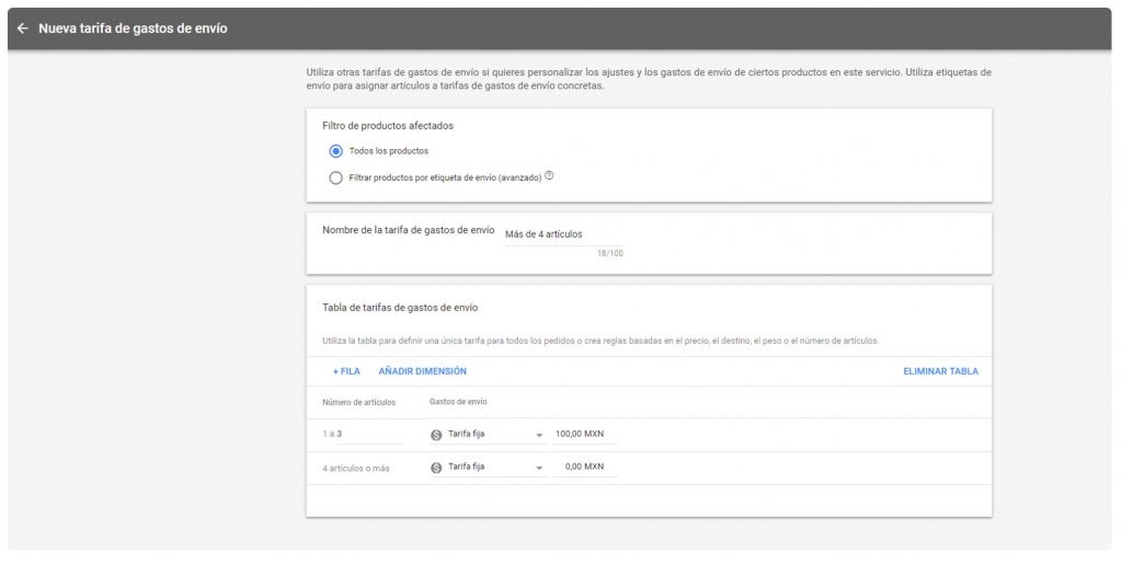 envío gratuito o envío pagado