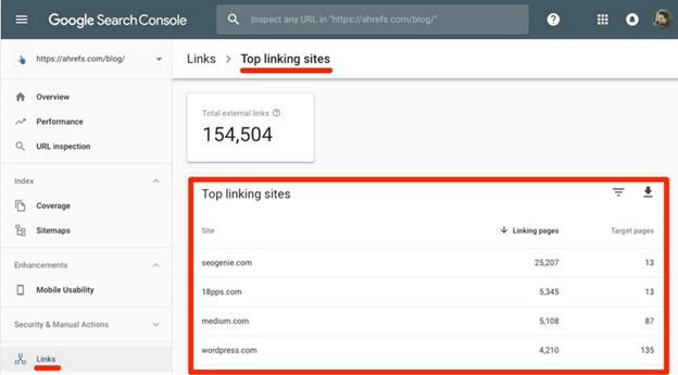google search console dashboard