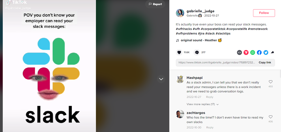 Slack Tiktok post