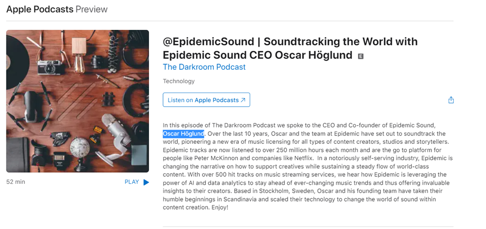 Epidemic sound podcast