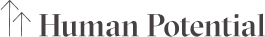 The words "human potential" written vertically. Underneath the text two small arrows point to the left.