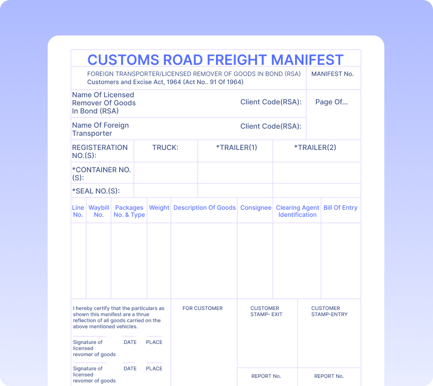 Customs Road Freight Manifest OCR & Automated Workflows