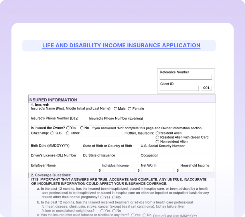 Life and Disability Insurance Application OCR & Automated Workflows