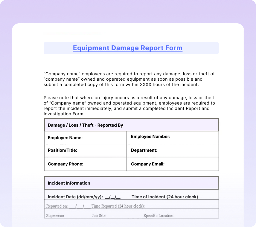 Equipment Damage Report OCR & Automated Workflows
