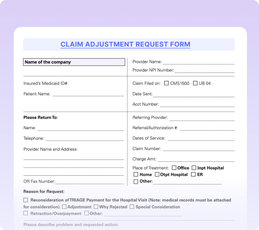 Claim Adjustment Request Forms