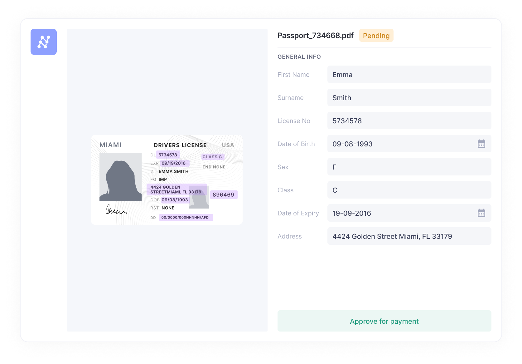 Driver license ocr api