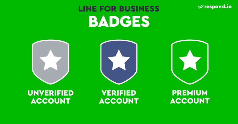 There are three types of LINE Official Account badges or LINE for Business badges. They are premium accounts, verified accounts and unverified accounts. Premium accounts come in a green badge, verified accounts come in a blue badge and unverified accounts have a grey badge.