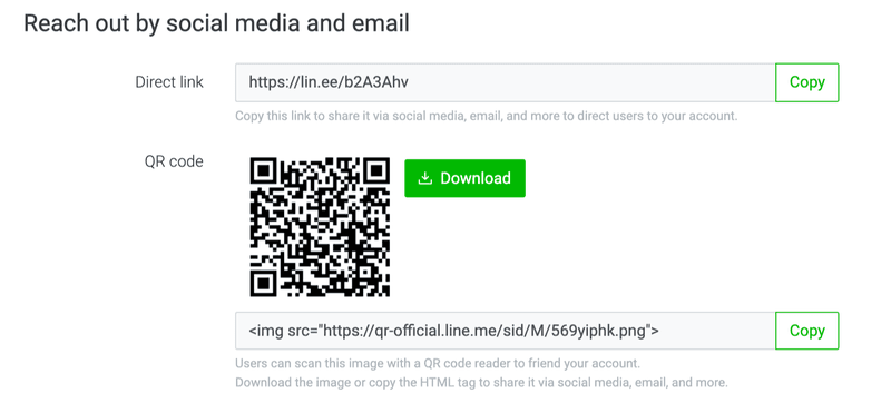 Share your LINE Official Account using direct links and QR codes from your LINE Official Account Manager or LINE Official Accounts Platform