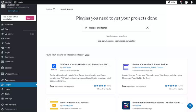 Sobald Sie den Facebook Chat Plugin Code fertig haben, können Sie das Header und Footer Plugin zu Ihrem Wordpress hinzufügen.