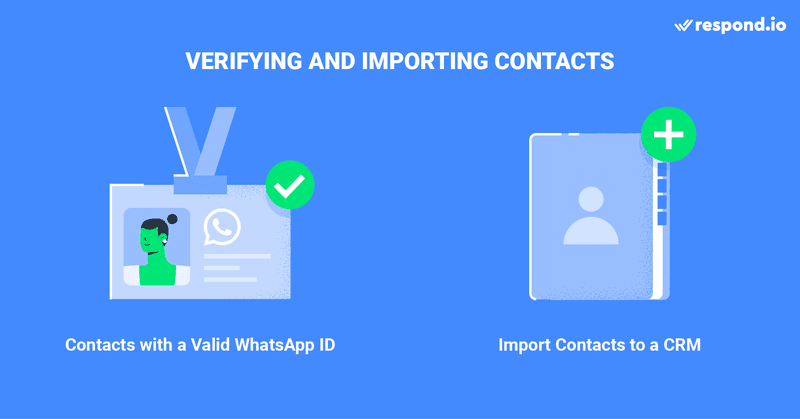 This is an image on Verifying and Importing Contacts. Before importing contacts, you will need to verify if your contacts have a valid WhatsApp number. Verifying contacts is important because sending messages to WhatsApp numbers that don’t exist will lower your quality rating.