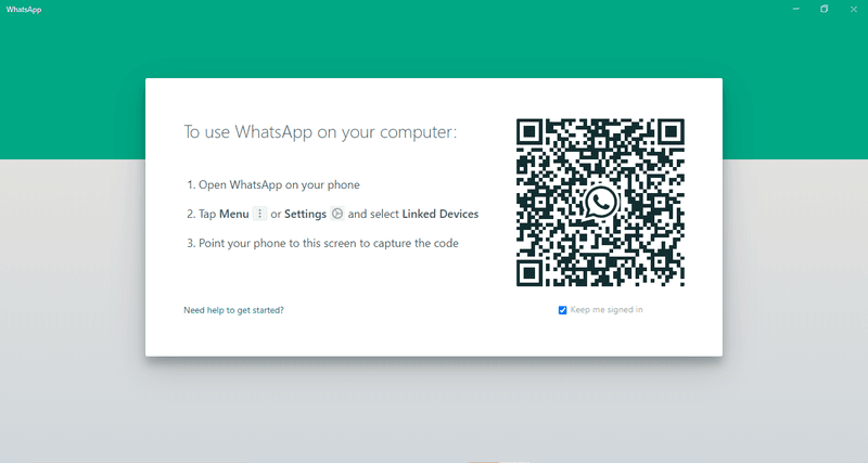 นี่คือสิ่งที่เว็บแอป WhatsApp Business ของคุณแสดงเมื่อคุณเปิดแอป WhatsApp Business บนเดสก์ท็อปโดยใช้รหัส QR ของเว็บ WhatsApp Business เรียนรู้เพิ่มเติมเกี่ยวกับการดาวน์โหลดเว็บธุรกิจของ WhatsApp บนบล็อก