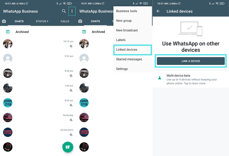 Debe seguir estos pasos en su aplicación WhatsApp Business para utilizar WhatsApp Business Web