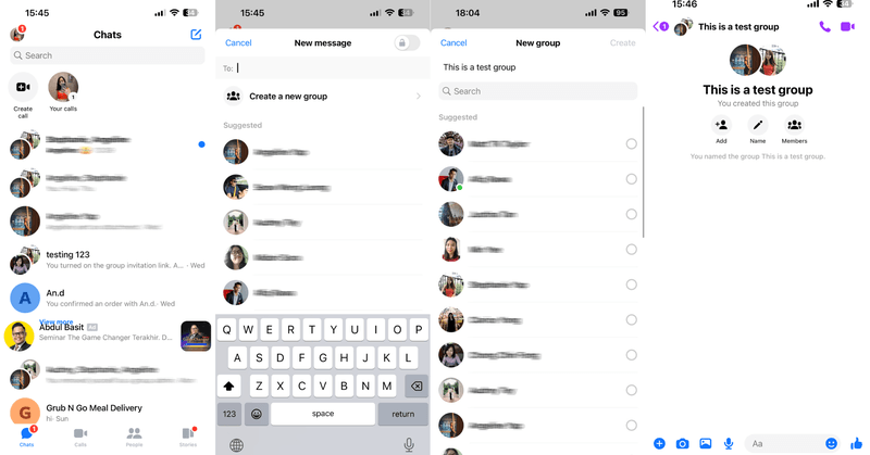 This is an image that describe how to make a group chat. First, you click compose message, then create new group. Finally name your group chat and select the members.