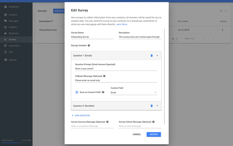 Sometimes collecting information in Dialogflow especially when onboarding contacts can be a pain, sometimes it is easier to make a Rocketbots survey