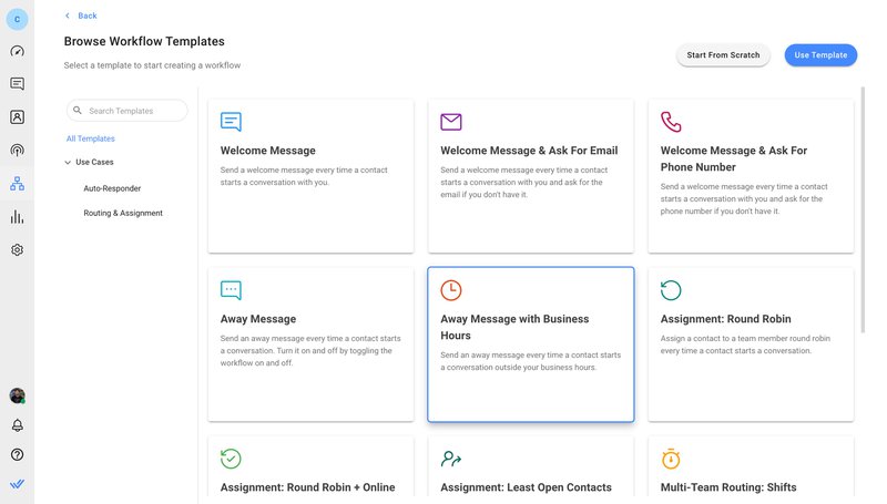 Selezione del messaggio di allontanamento con orario di lavoro