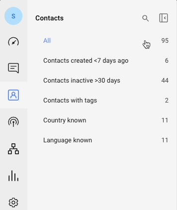 Procurar um segmento específico no módulo de contactos em respond.io