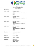 THS Traveler Resume Template